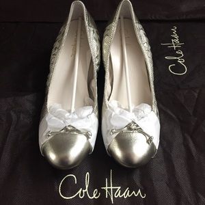 Cole Haan Air Tali Quilted Wedge, White Gold